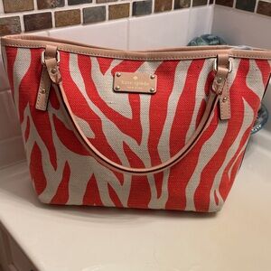 kate spade Storybook lined Zebra-Print Canvas Tote
